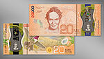 Image of New Costa Rica 20,000 Colónes Banknote with KINEGRAM REVIEW®