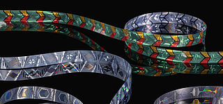 KURZ THREADS samples for banknote security Close-up of selected security thread samples by KURZ