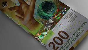 Image of KINEGRAM VOLUME® Stripe on New 200 Swiss Francs banknote