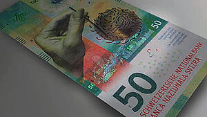 Image of Swiss 50 Francs Banknote heading an article on winning the Banknote of the Year award