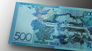 Kazakhstan's 500 Tenge banknote with KINEGRAM® HDM Patch Image of a Kazakhstan 500 Tenge banknote with KINEGRAM® HDM Patch