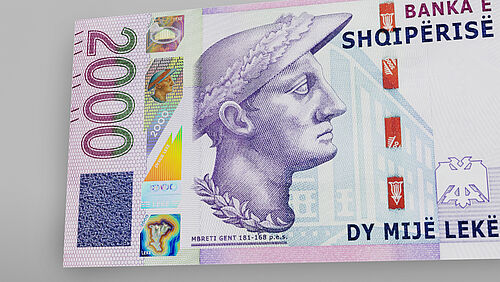 New Albanian 2 000 Lek Banknote With KINEGRAM Registered Stripe new-albanian-2-000-lek-banknote-with-kinegram-registered-stripe