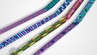 Image of four KURZ THREAD samples with different optical effects