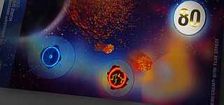 Sample banknote with a space design and different KINEGRAM® Patches with FLUX effect